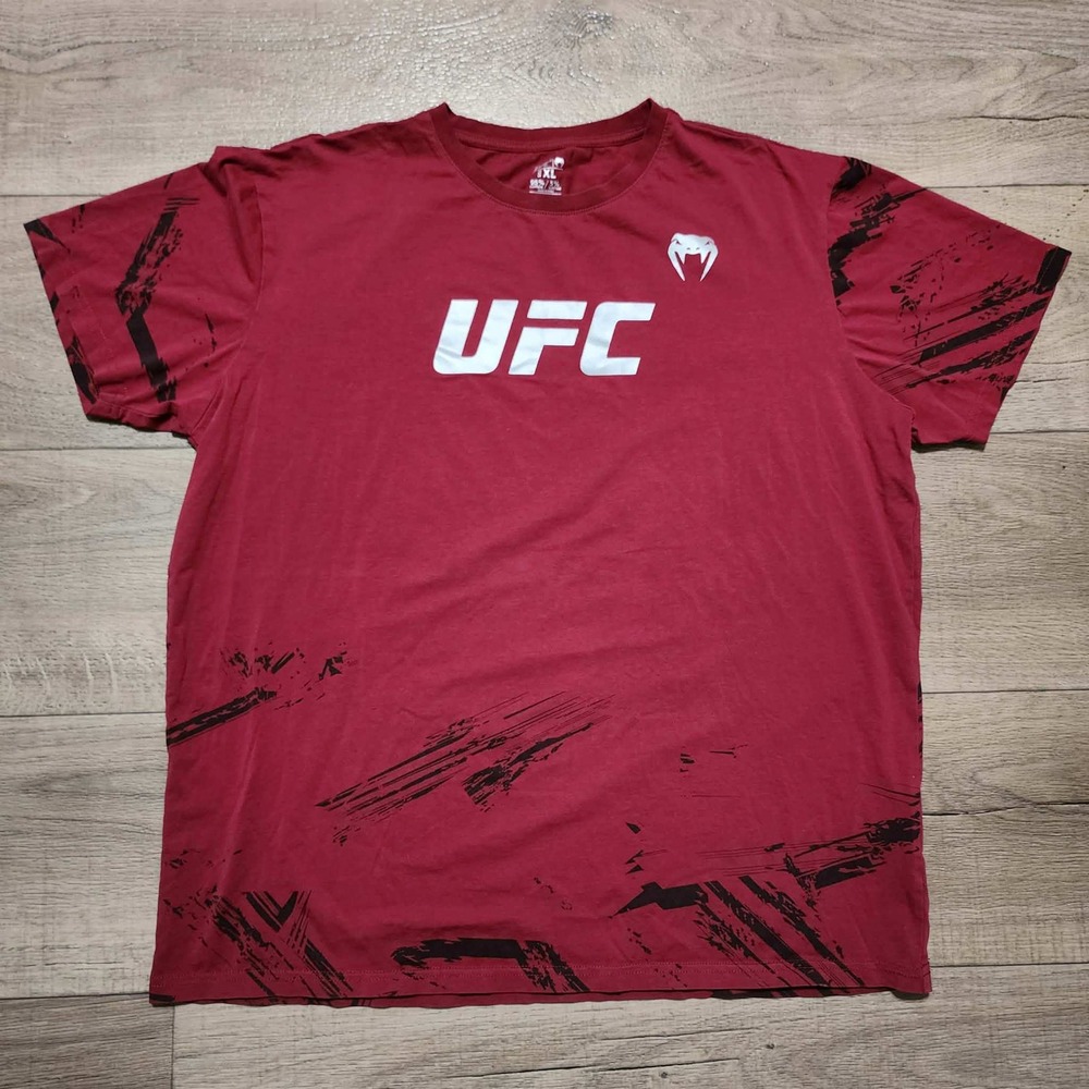 Venum UFC Mens Graphic T-Shirt XL Burgundy Red Cotton Stretch Training‎ Top